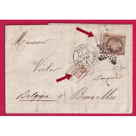 N°30 VARIETE PIQUAGE A CHEVAL PARIS ETOILE 1 PL DE LA BOURSE POUR BRUXELLES BELGIQUE LETTRE