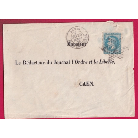 COMMUNE DE PARIS PARIS 20 MARS 1871 POUR CAEN LETTRE