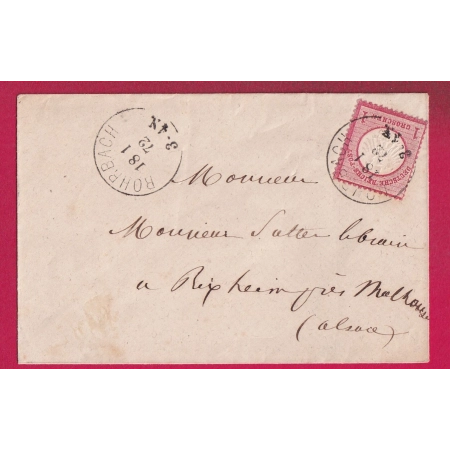 ALSACE LORRAINE ROHRBACH MOSELLE 1872 POUR RIXHEIM HAUT RHIN LETTRE