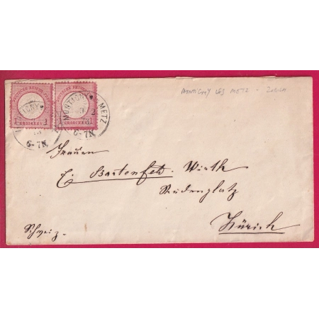 ALSACE LORRAINE MONTIGNY LES METZ MOSELLE 1873 POUR ZURICH SUISSE LETTRE