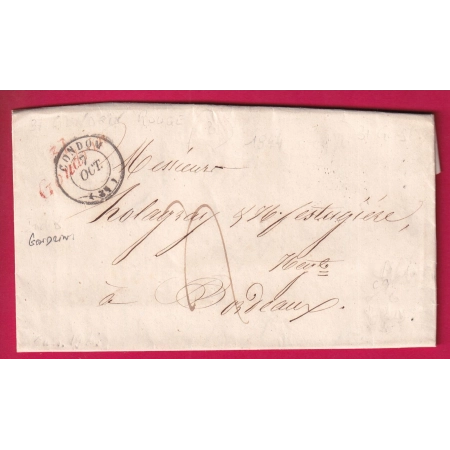 CURSIVE ROUGE 31 GONDRIN GERS TYPE 15 SANS MILLESIME CONDOM POUR BORDEAUX 1844 LETTRE