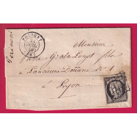 N°3 GRILLE POLIGNY JURA 1849 POUR LYON RHONE LETTRE