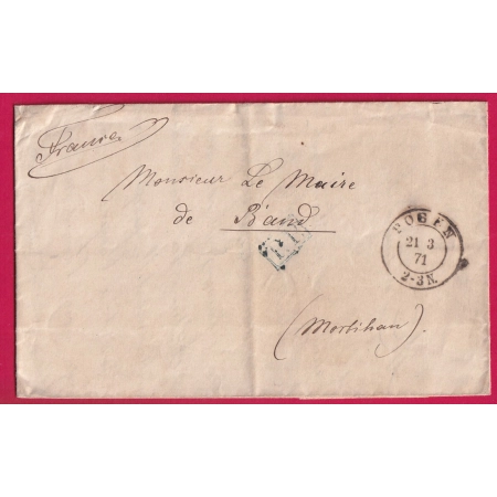 GUERRE 1870 PRISONNIER DE GUERRE CAMPS DE POSEN ALLEMANE 21 MARS 1871 POUR BAUD MORBIHAN LETTRE