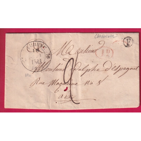 CAD TYPE 12 LAMBESC BOUCHES DU RHONE BOITE RURALE F CHARLEVAL DECIME RURAL POUR AIX EN PROVENCE 1841 LETTRE