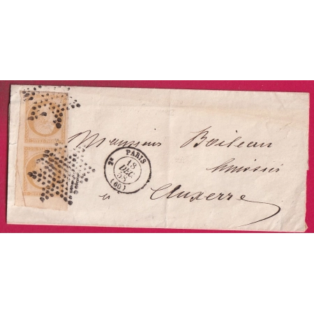 N°13 PAIRE COIN DE FEUILLE PARIS 2E 60 ETOILE PLEINE POUR AUXERRE LETTRE