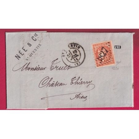N°48B ORANGE VIF GC 3827 ST QUENTIN AISNE SIGNE CALVES ET JAMET POUR CHATEAU THIERRY LETTRE