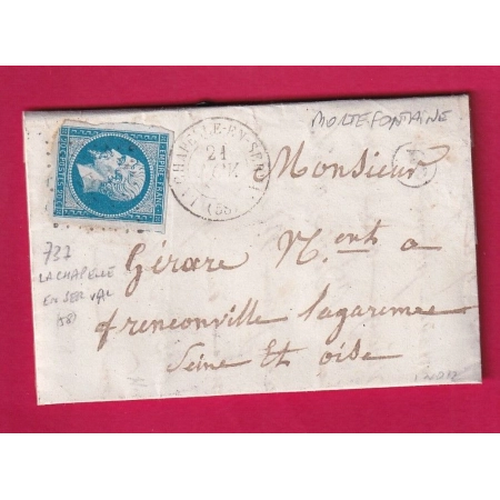 N°14 PC 737 LA CHAPELLE EN SERVAL OISE BOITE RURALE B MORTEFONTAINE POUR FRANCONVILLE LETTRE