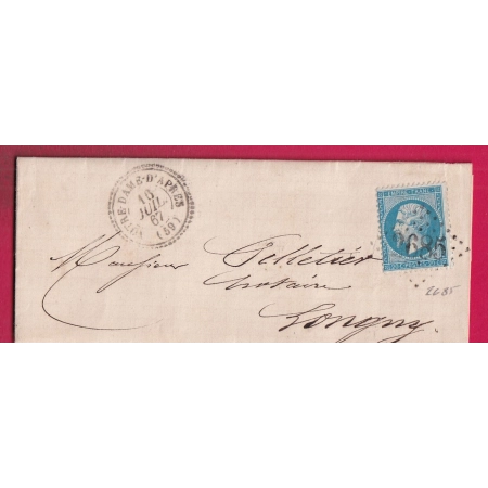 N°22 GC 2685 CAD TYPE 22 NOTRE DAMES D'APRES ORNE POUR LONGNY INDICE 10 LETTRE