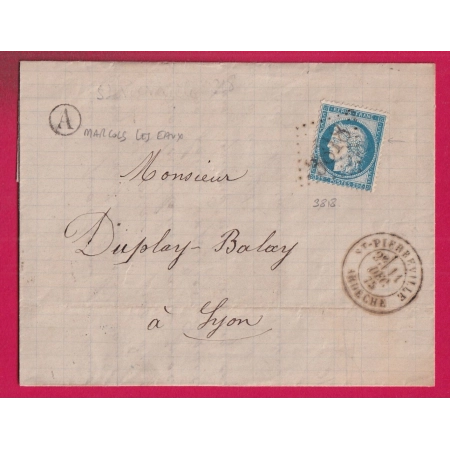 N°60 GC 3818 CAD TYPE 18 ST PIERREVILLE ARDECHE BOITE RURALE A MARCOLS LES EAUX POUR LYON LETTRE