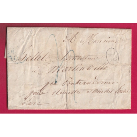 DECIME RURAL SEUL SANS CAD DEPART PARIS 1837 POUR PONT AUDEMER EURE LETTRE