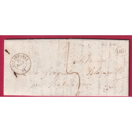 CAD TYPE 15 BONNETABLE SARTHE OR BEL AIR POUR PONT AUDEMER EURE 1858 LETTRE