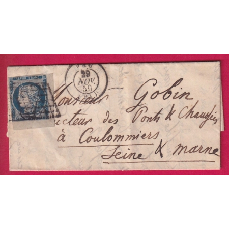 N°4 PAU COIN DE FEUILLE BASSES PYRENEES 1850 POUR COULOMMIERS SEINE ET MARNE LETTRE