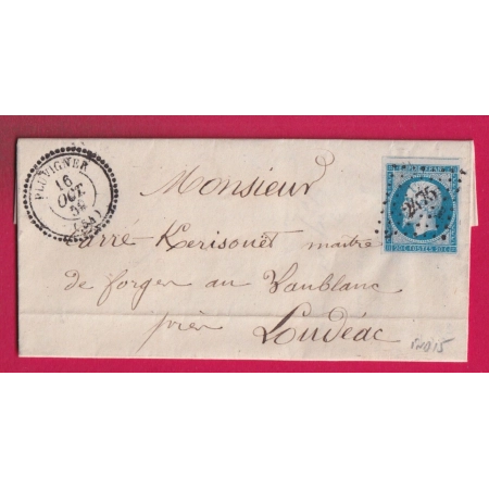 N°14 PC 2475 PLUVIGNIER MORBIHAN CAD TYPE 22 POUR LOUDEAC INDICE 15 LETTRE