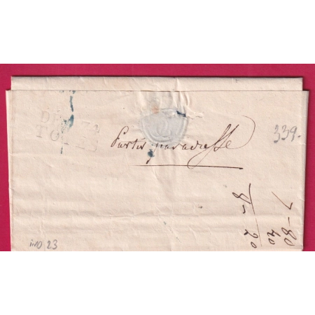 DEBOURSE DEB 74 TOTES SEINE INFERIEURE INDICE 23 DEPART DOUBLE CURSIVE 45 MIRAMONT MIRANDE ROUGE LOT ET GARONNE 1824