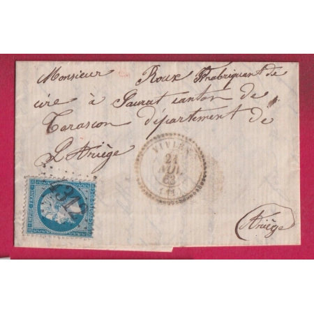 N°22 GC 4312 VIVIES AVEYRON POUR SAURAT TARASCON ARIEGE CAD TYPE 22 LETTRE