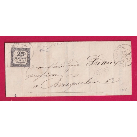 TAXE N°5 BDF GRIS CAD PONT AUDEMER EURE POUR BOUQUELON 1874 LETTRE