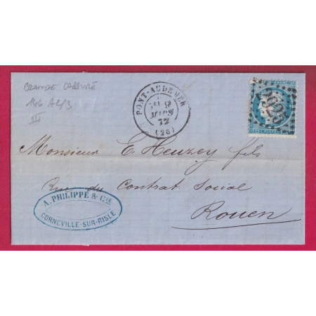N°60 VARIETE GRANDE CASSURE POSITION 146 A2/3 GC 2925 PONT AUDEMER EURE POUR ROUEN SEINE INFERIEURE LETTRE