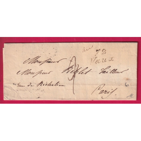 CURSIVE 72 VAUX SEINE ET OISE POUR PARIS 1830 INDICE 11 LETTRE