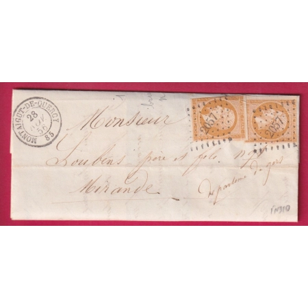 N°13 X2 PC 2057 MONTAIGUT DE QUERCY TARN ET GARONNE POUR MIRANDE GERS LETTRE