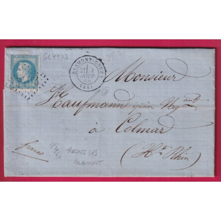 N°29 GC 4403 BLAMONT DOUBS OR ROCHES LES BLAMONT POUR COLMAR HAUT RHIN LETTRE