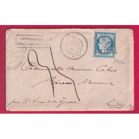 N°60 GC 1757 HAM SOMME TAXE MANUSCRIT 35 AFFRANC INSUFF POUR ST VINCENT DE TYROSSE LANDES LETTRE