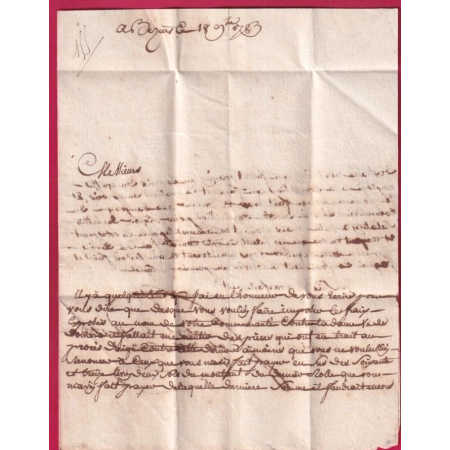 MARQUE BEZIERS HERAULT EN ROUGE LENAIN N°7A POUR NARBONNE INDICE 13 LETTRE