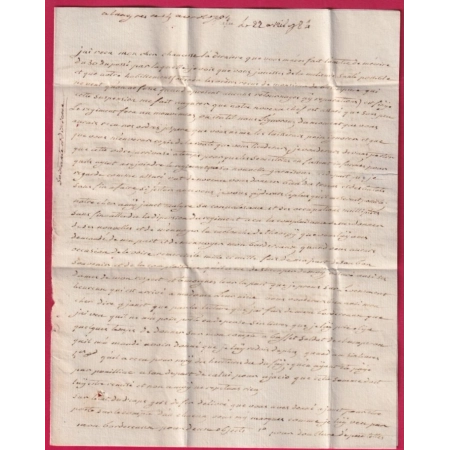 MARQUE LANGRES HAUTE MARNE EN ROUGE 1784 LENAIN N°2A POUR ALAIS GARD LETTRE