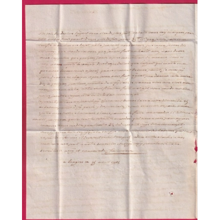 MARQUE LANGRES HAUTE MARNE EN ROUGE 1784 LENAIN N°2A POUR ALAIS GARD LETTRE