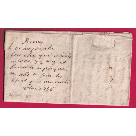 MARQUE RHEIMS REIMS MARNE 1756 LENAIN N°9 INDICE 13 POUR TROYES AUBE LETTRE