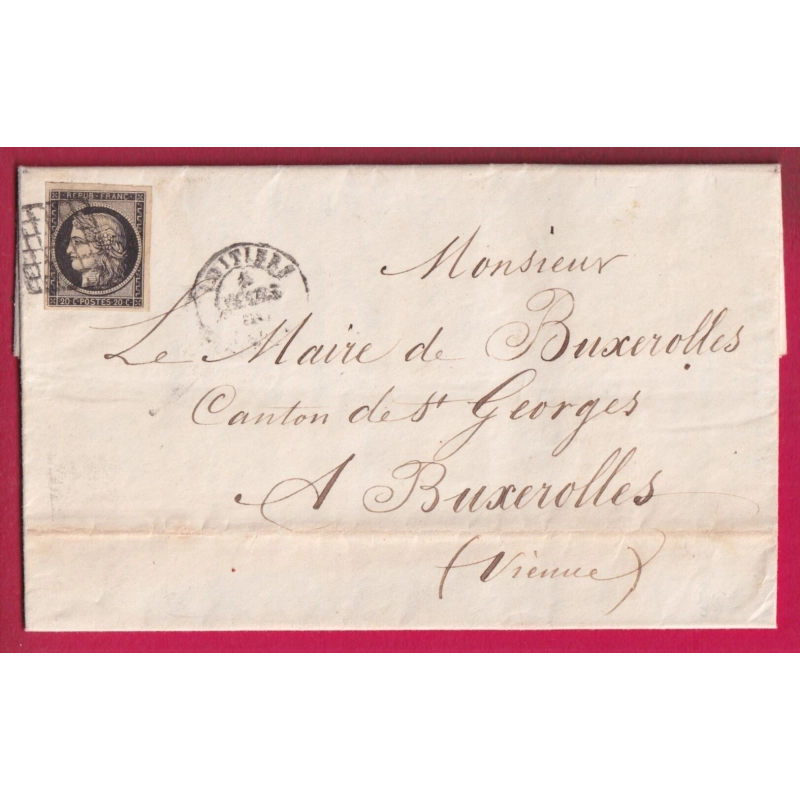 N°4 TTB GRILLE POITIERS VIENNE 1850 POUR BRUXEROLLES LE MAIRE LETTRE