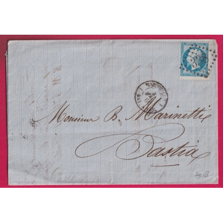 N°22 MARSEILLE 1 BATEAU A VAPEUR 1 POUR BASTIA TIMBRE GC 338 INDICE 18 LETTRE
