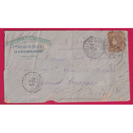 N°30 TARDIF LA FERTE SOUS JOUARRE SEUNE ET MARNE 1898 POUR GRAND BASSAM COTE D'IVOIRE LETTRE