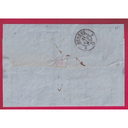 N°29 VARIETE A LA CORNE PARIS BT RICHARD LENOIR TAXE TAMPON 30 GRIFFE EFF INSUF P19 POUR GENEVE SUISSE LETTRE