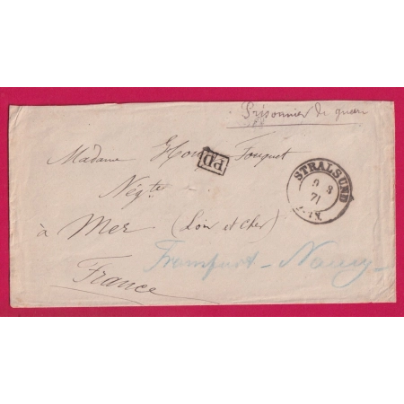 GUERRE 1870 PRISSONIER DE GUERRE CAMPS DE STALSUND ALLEMAGNE 1871 POUR MER LOIR ET CHER LETTRE