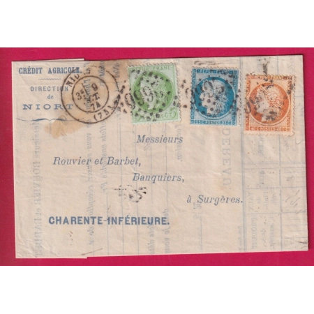 N°38 53 60 GC 2660 NIORT DEUX SEVRES POUR SURGERES CHARENTE INFIERIEURE LETTRE