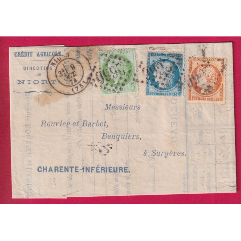 N°38 53 60 GC 2660 NIORT DEUX SEVRES POUR SURGERES CHARENTE INFIERIEURE LETTRE