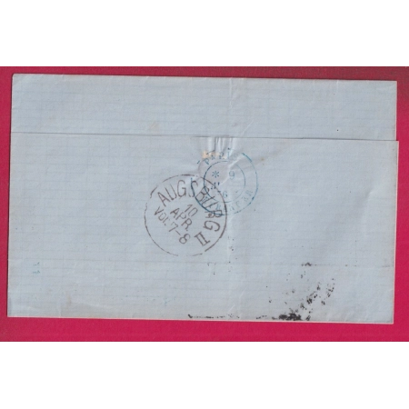 N°56 CAD LE HAVRE SEINE INFRIEURE POUR AUGSBURG ALLEMAGNE 1876 LETTRE