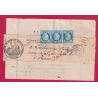 N°60 BANDE DE TROIS GC 79 AMBERT PUY DE DOME 1873 POUR PARIS RETOUR ENVOYEUR R * C LETTRE