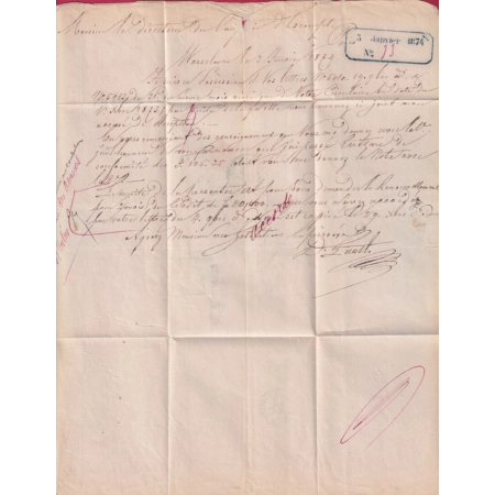 ALSACE LORRAINE WASSELNHEIM WASSELONNE BAS RHIN POUR PARIS 1874 LETTRE