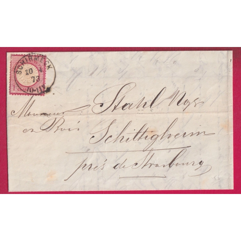 ALSACE LORRAINE SCHIRMECK BAS RHIN POUR SCHILTIGHEIM 1873 LETTRE