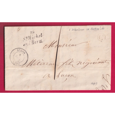 CURSIVE 79 ST MICHEL DE L'HERM VENDEE BOITE RURALE C L'AIGUILLON CAD TYPE 15 LUCON TAXE LOCALE 1 LETTRE
