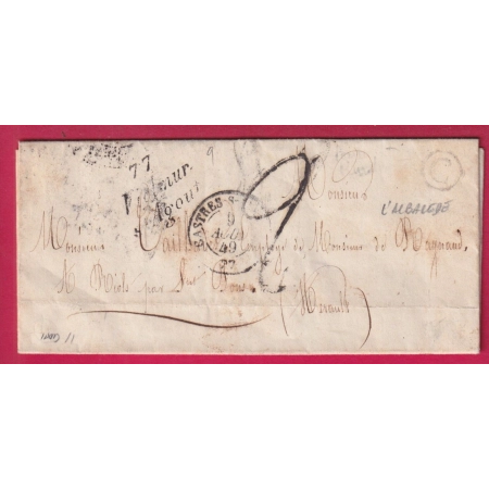 CURSIVE 77 VIELMUR S AGOUT TARN BOITE RURALE C L'ALBAREDE POUR RIOLS HERAULT 1849 LETTRE