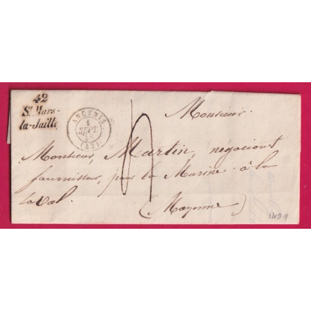 CURSIVE 42 ST MARS LA JAILLE LOIRE INFERIEURE POUR LAVAL MAYENNE CAD TYPE 15 ANCENIS 1846 LETTRE