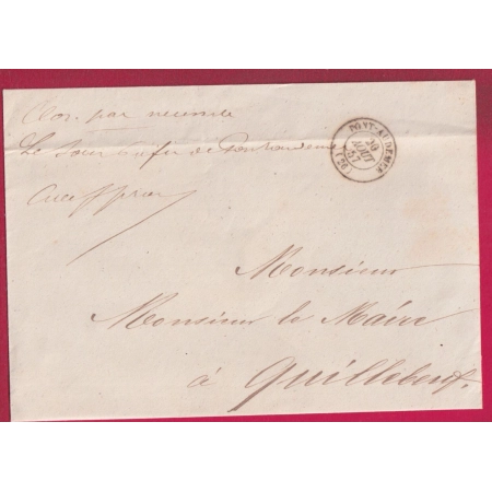 FRANCHISE MANUSCRIT LE SOUS PREFET DE PONT AUDEMER EURE CAD TYPE 15 1857 POUR QUILLEBEUF LETTRE