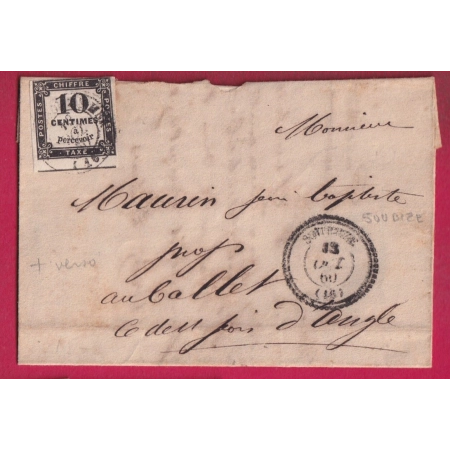 TAXE N°2 ROCHEFORT CHARENTE INFERIEURE CAD TYPE 22 SOUBIZE AU DOS TYPE 22 ST AGNAT LES MARAIS RARE COMBINAISON LETTRE