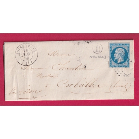 N°14 PC 425 BOISCOMMUN LOIRET BOITE RURALE B NANCRAY POUR CORBEILLE LOIRET LETTRE