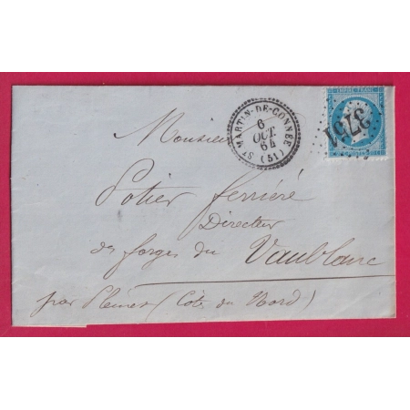 N°22 GC 3751 ST MARTIN DE CONNEE MAYENNE CAD TYPE 22 POUR VAUBLAN COTES DU NORD LETTRE