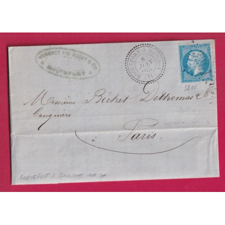 N°22 GC 3201 ROQUEFORT SUR SOULSON AVEYRON INDICE 12 POUR PARIS LETTRE