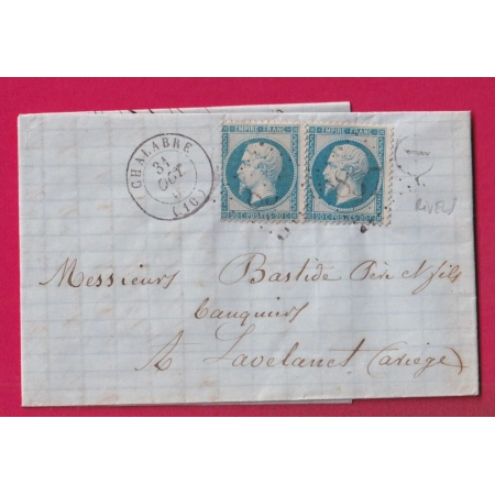 N°22 PAIRE GC 837 CHALABRE AUDE BOITE RURALE V RIVEL POUR LAVELANET LETTRE