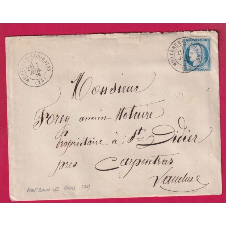 N°60 CAD TYPE 17 MONTBRUN LES BAINS DROME POUR CARPENTRAS VAUCLUSE LETTRE